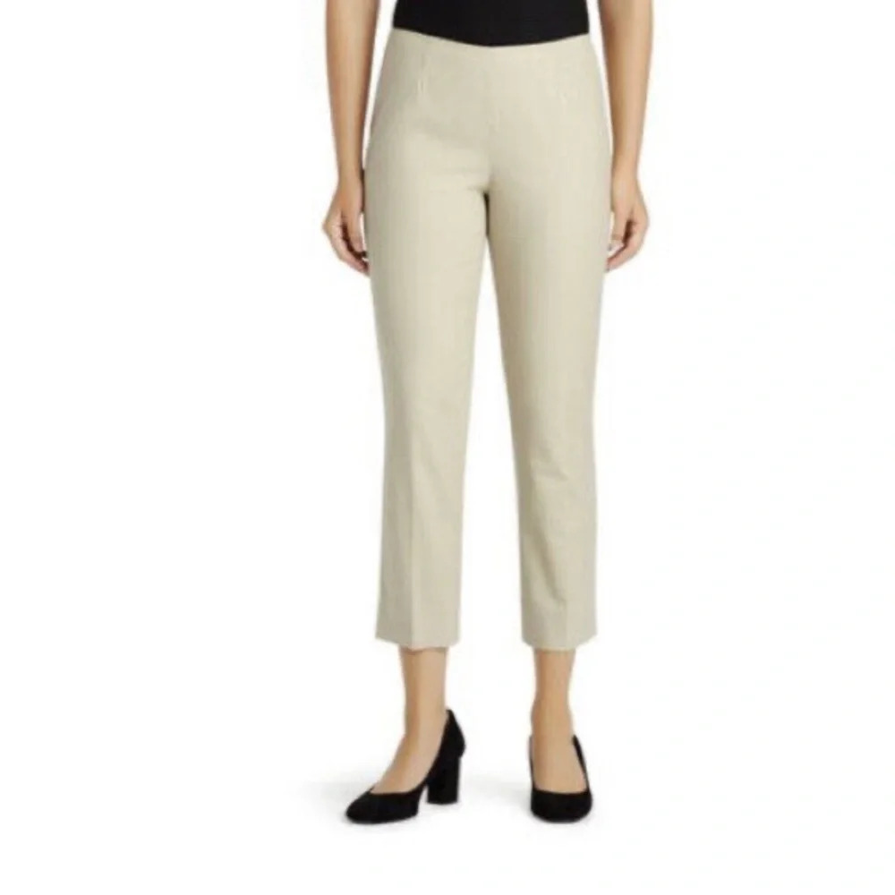 Lafayette 148 Cropped Bleecker Trouser Pants Zip Cotton Slim Straight Fit
